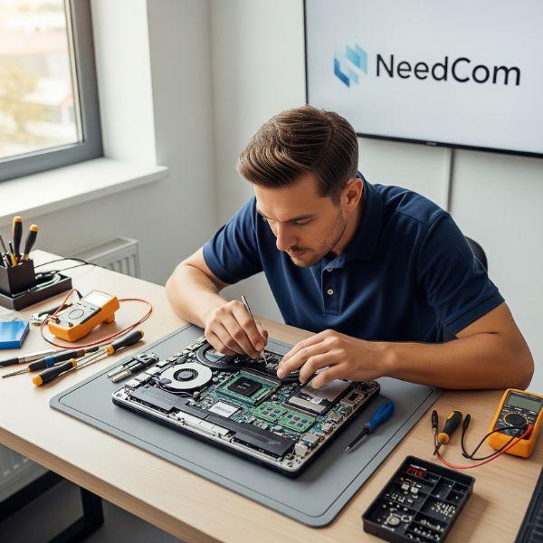 Servicios técnicos especializados en reparación y limpieza de equipos Técnico realizando mantenimiento preventivo en notebook y PC