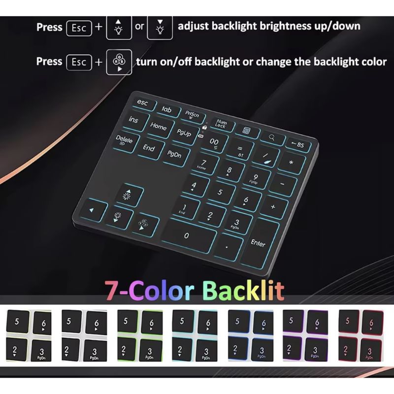 Teclado Numérico Aluminio Multimodo | BT 5.0 / USB / 2.4G | Retroiluminado RGB – Nuevo