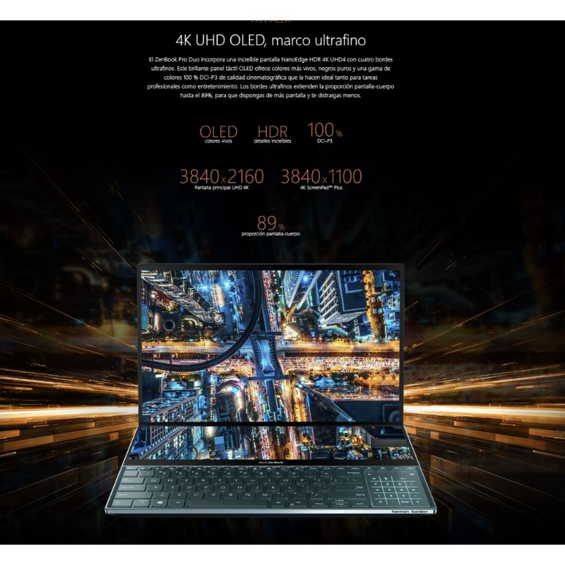 Notebook Asus ZenBook Pro Duo UX581GV | Core i7‑9750H / RTX 2060 / 16GB / 1TB SSD / Doble Pantalla 4K Touch – Excelente (Reacondicionado)