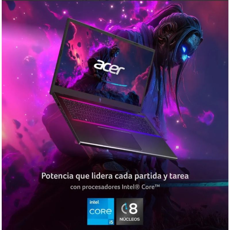 Notebook Gamer Acer Nitro V15 ANV15-51-53W1-1 – Core i5, 16GB DDR5, SSD 512GB, RTX 2050, 165Hz, Negro
