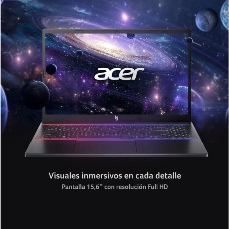 Notebook Gamer Acer Nitro V15 ANV15-51-53W1-1 – Core i5, 16GB DDR5, SSD 512GB, RTX 2050, 165Hz, Negro