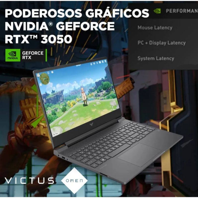 Notebook Gamer HP Victus 15-fa0025la – Core i5, 8GB RAM, SSD 512GB, RTX 3050, 144Hz
