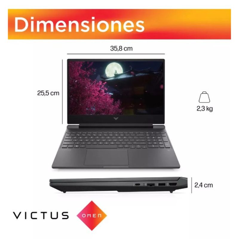 Notebook Gamer HP Victus 15-fa0025la – Core i5, 8GB RAM, SSD 512GB, RTX 3050, 144Hz