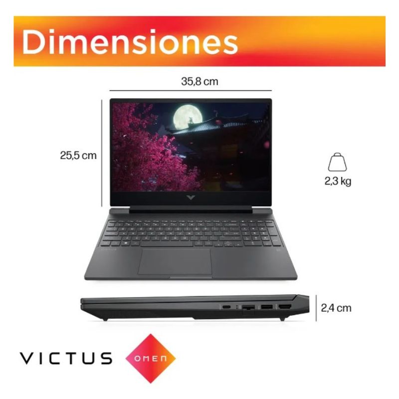 Notebook Gamer HP Victus 15-fb2015la – Ryzen 5, 16GB DDR5, SSD 1TB, RTX 3050 6GB, 144Hz