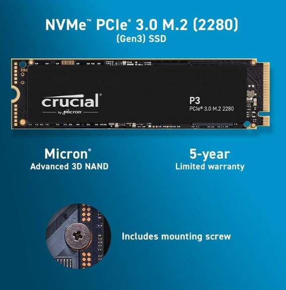 Crucial® SSD 500GB PCIe NVME M.2 P2
