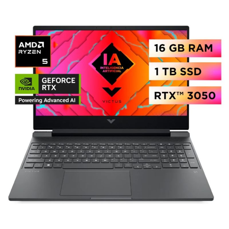 Notebook Gamer HP Victus 15-fb2015la – Ryzen 5, 16GB DDR5, SSD 1TB, RTX 3050 6GB, 144Hz