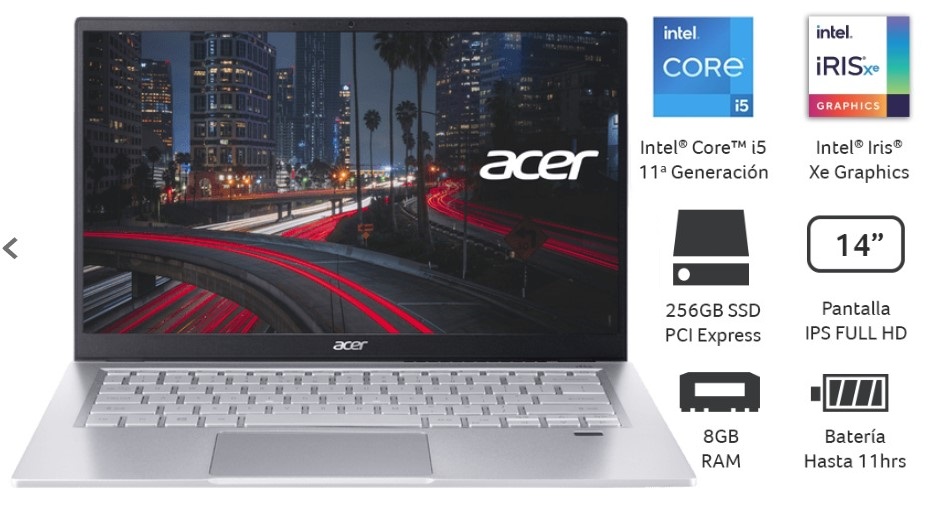 Notebook Acer® Swift 3 SF314-511-504N 14" Full HD Intel i5-1135G7 8GB RAM SSD 256GB Windows 11